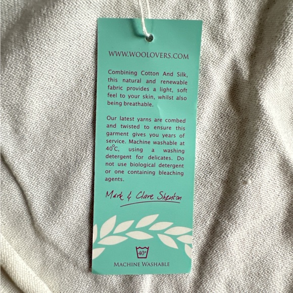 WoolOvers Optic White Wrap Cardigan Sweater Made from a Cotton/Silk Blend - Picture 15 of 16